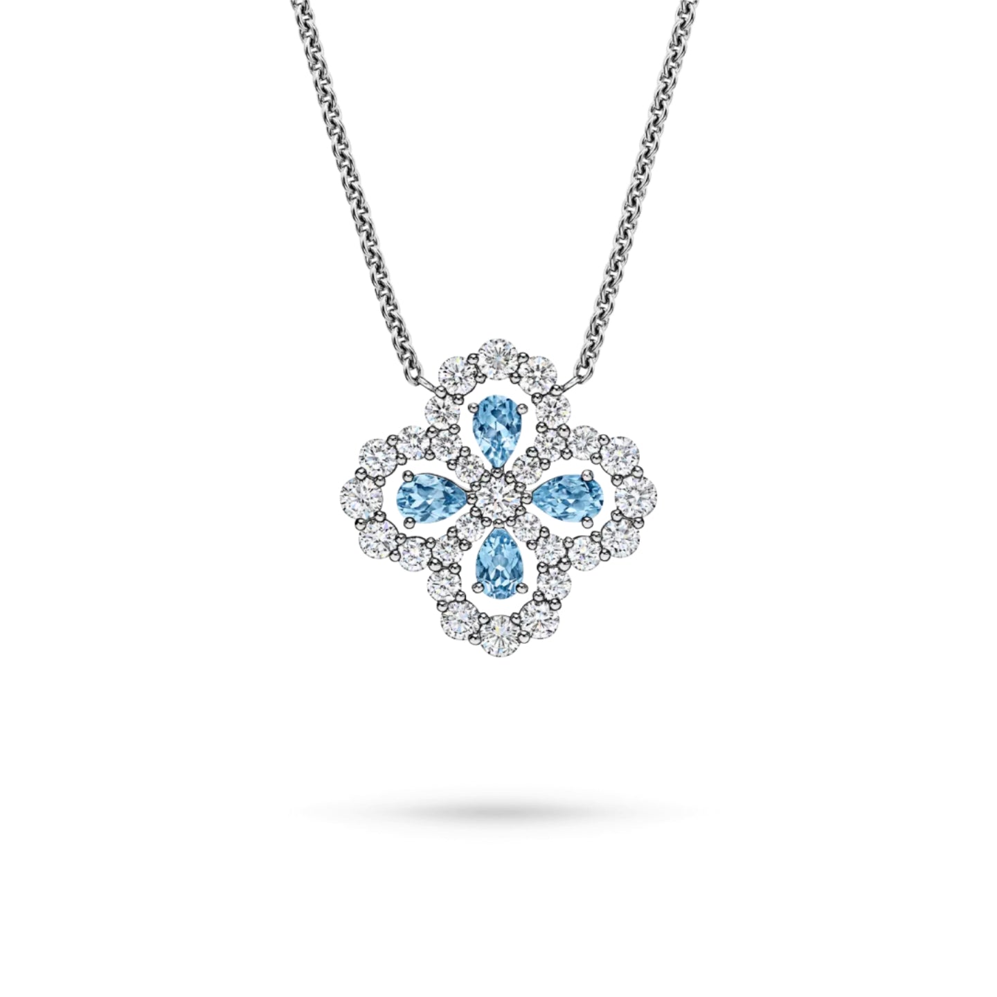 Azure Blossom Diamond Pendant Platinum Necklace