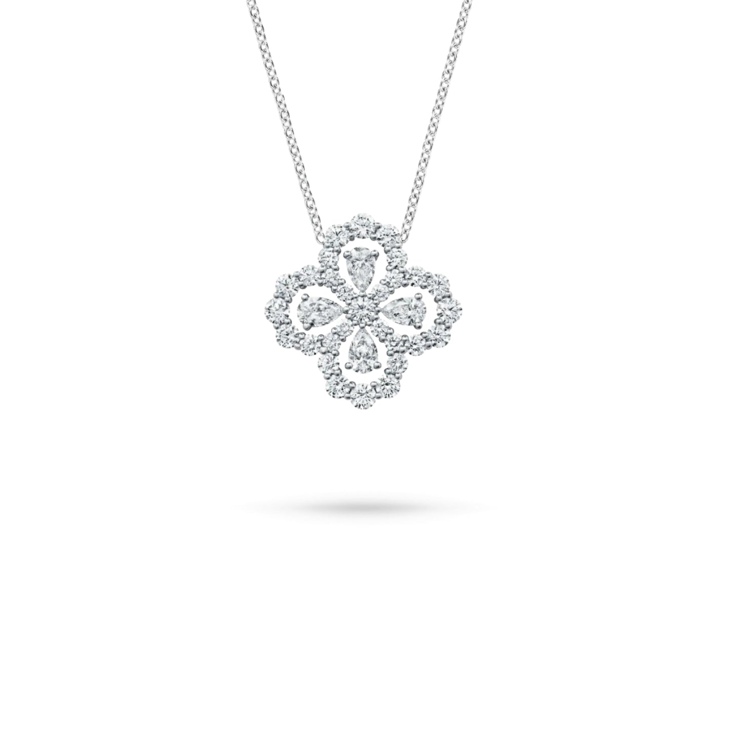 Small Celestia Bloom Diamond Pendant White Gold Necklace