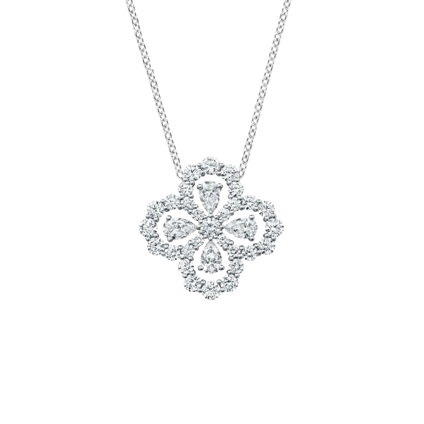 Celestia Bloom Diamond Pendant White Gold Necklace