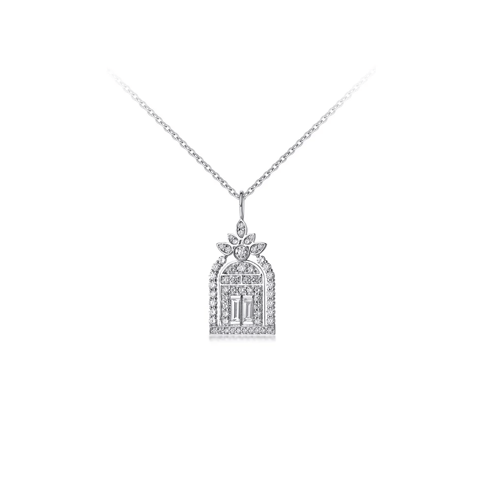 Eternal Arch Diamond Pendant White Gold Necklace