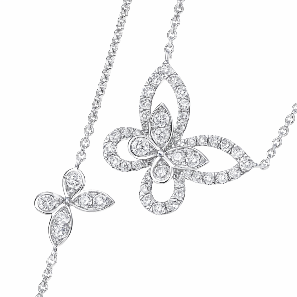 Flutter Elegance Diamond Butterfly White Gold Necklace