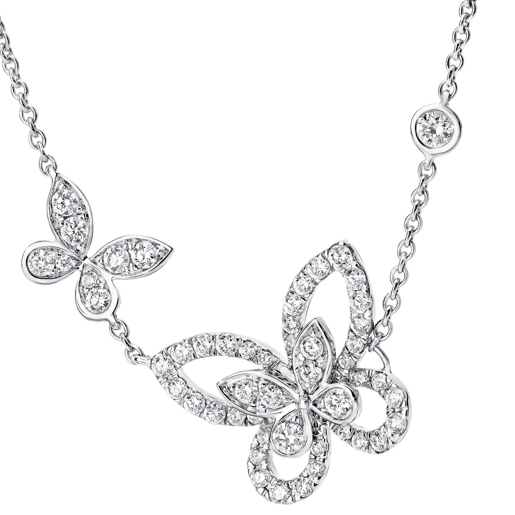 Grace Diamond Butterfly White Gold Necklace