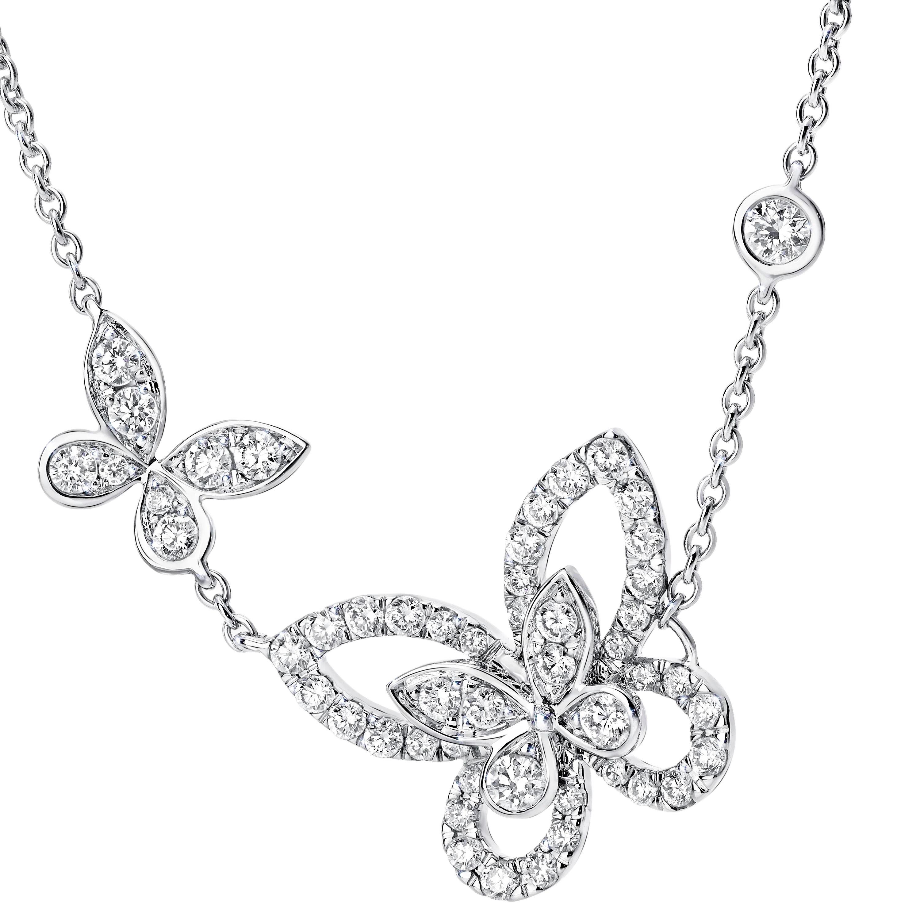 Grace Diamond Butterfly White Gold Necklace