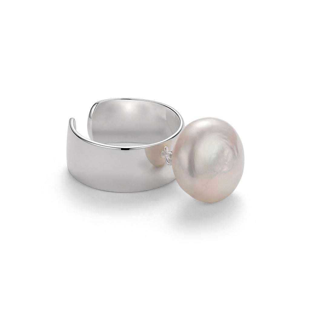 Dewdrop Silver Pearl Ring