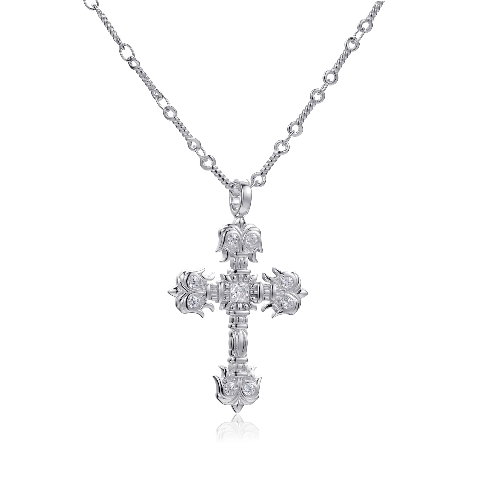 Nature's Grace Silver Cross Pendant