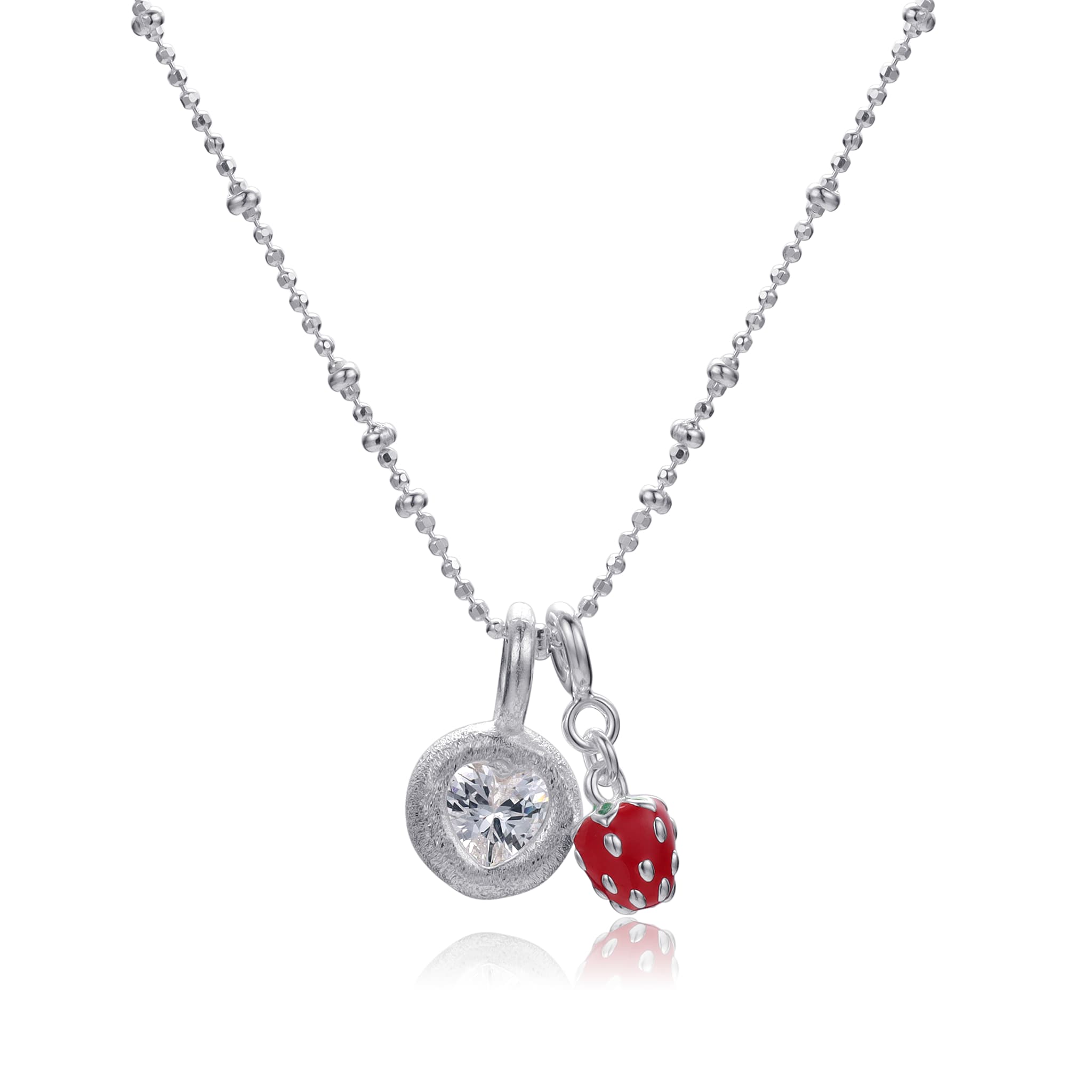 Strawberry Harmony Silver Necklace