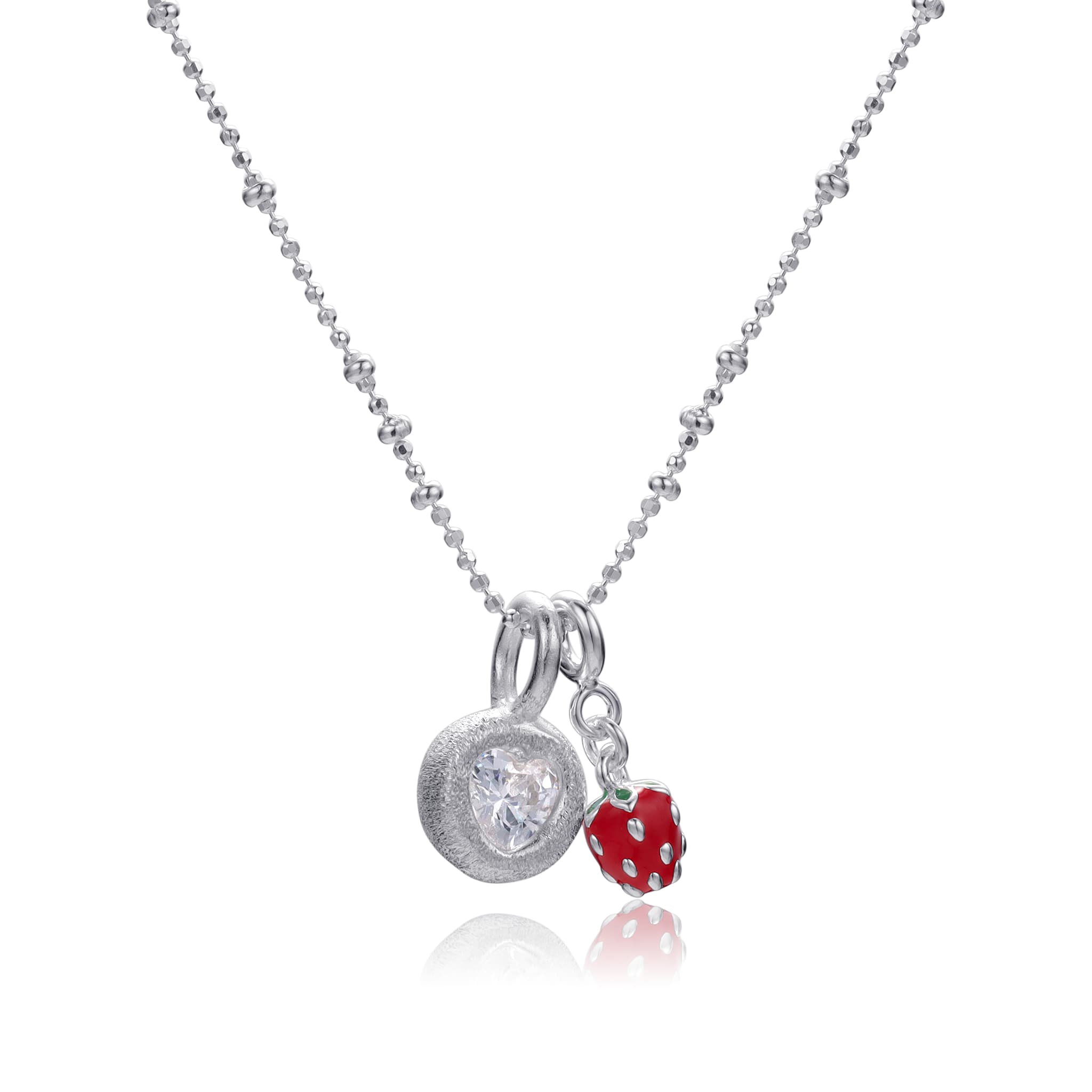 Strawberry Harmony Silver Necklace