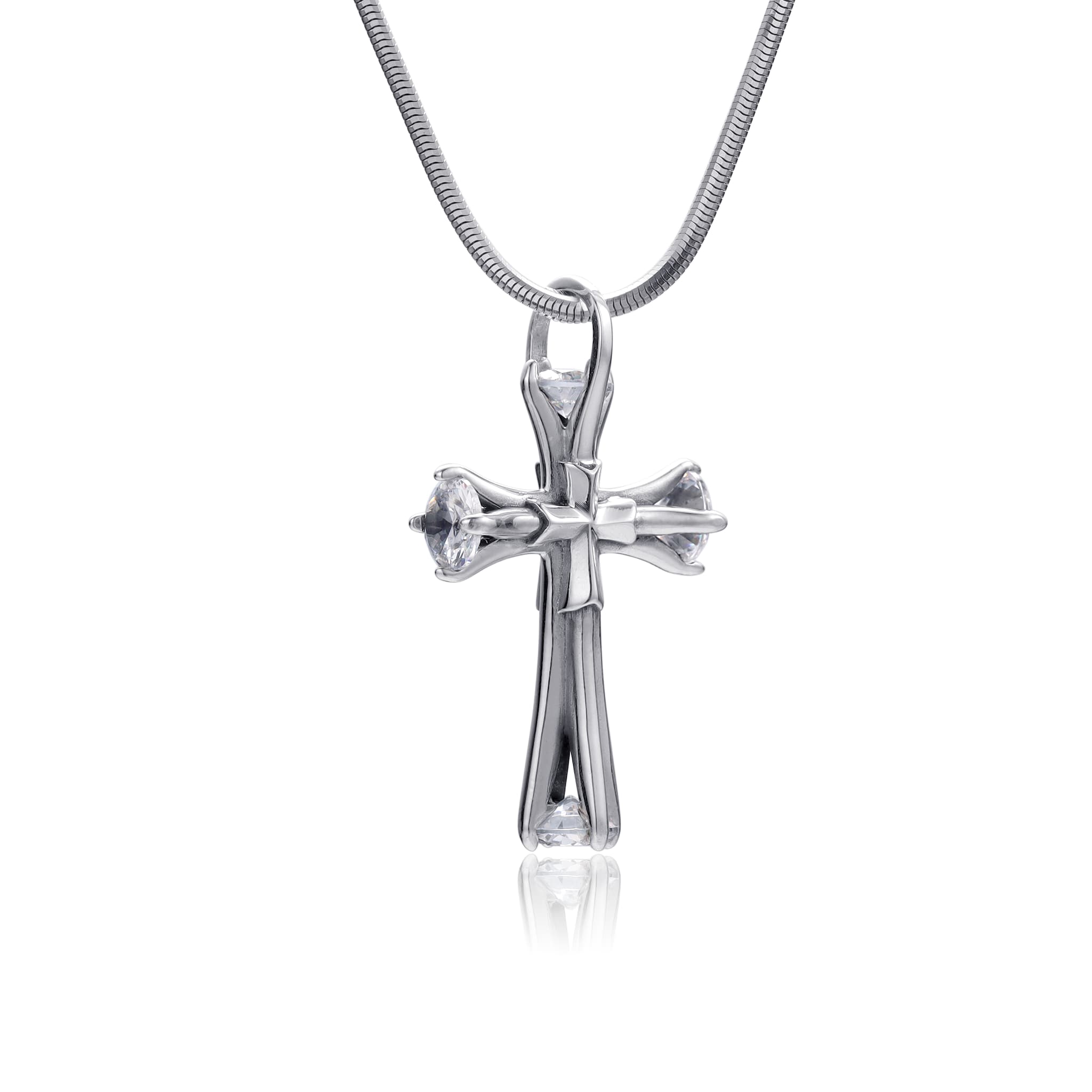 Fourfold Radiance Silver Cross Pendant Necklace