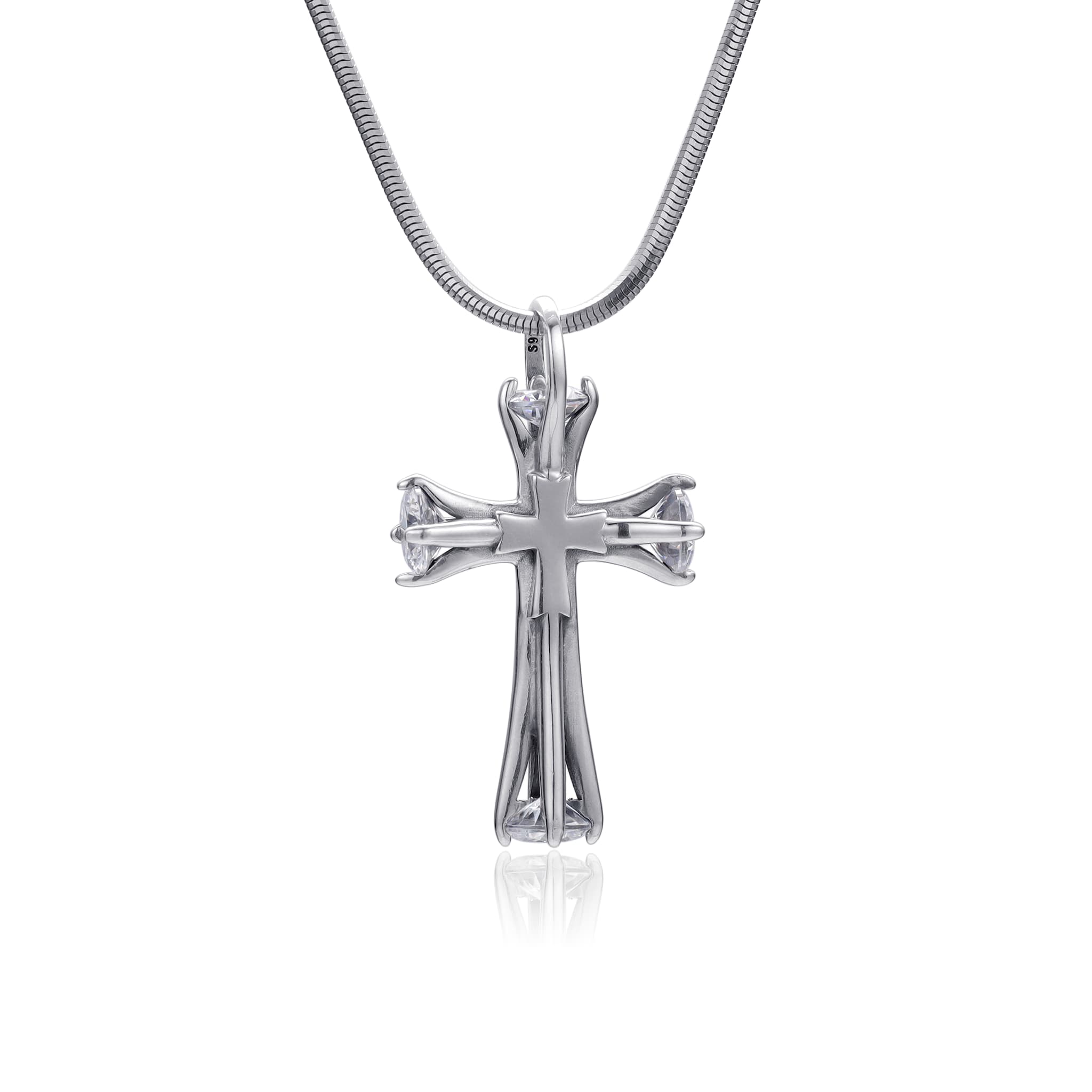 Fourfold Radiance Silver Cross Pendant Necklace
