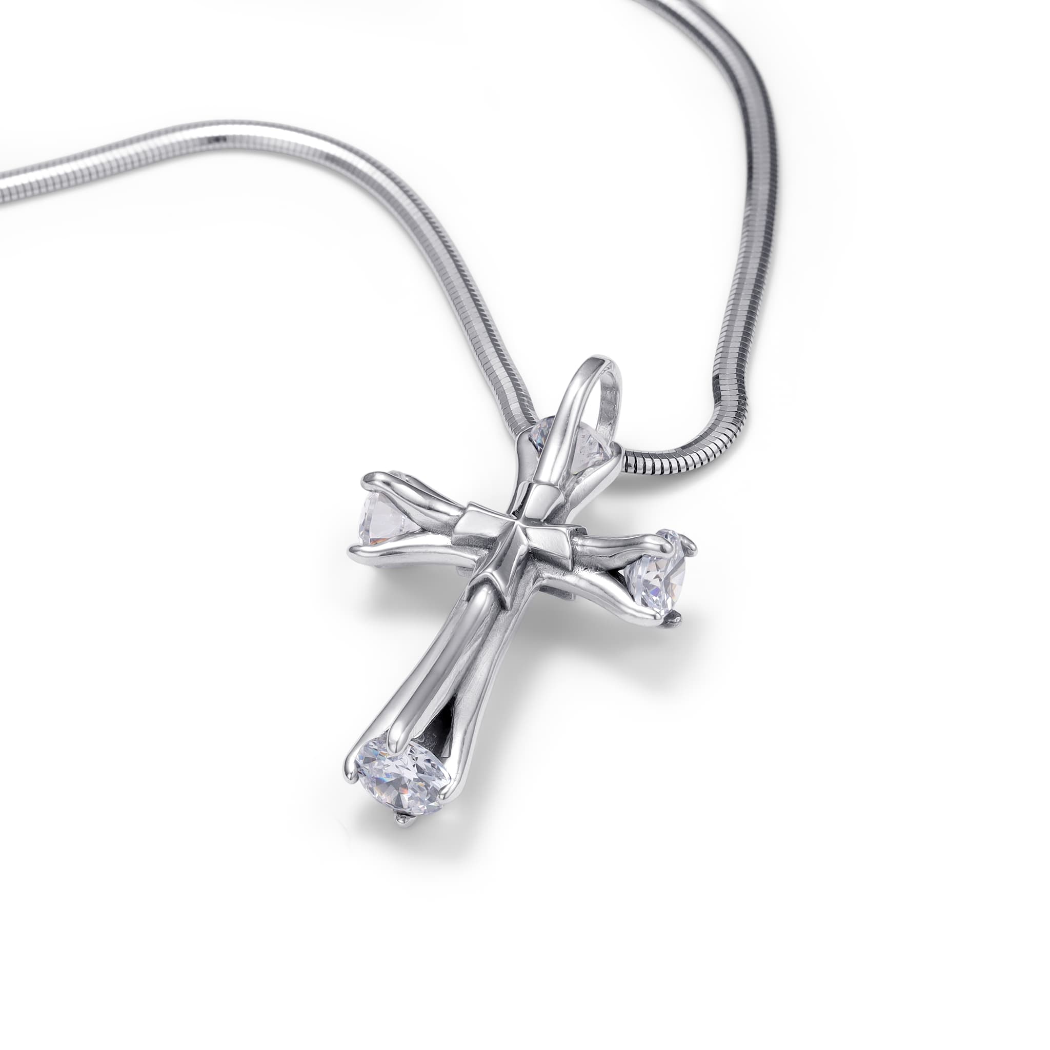 Fourfold Radiance Silver Cross Pendant Necklace
