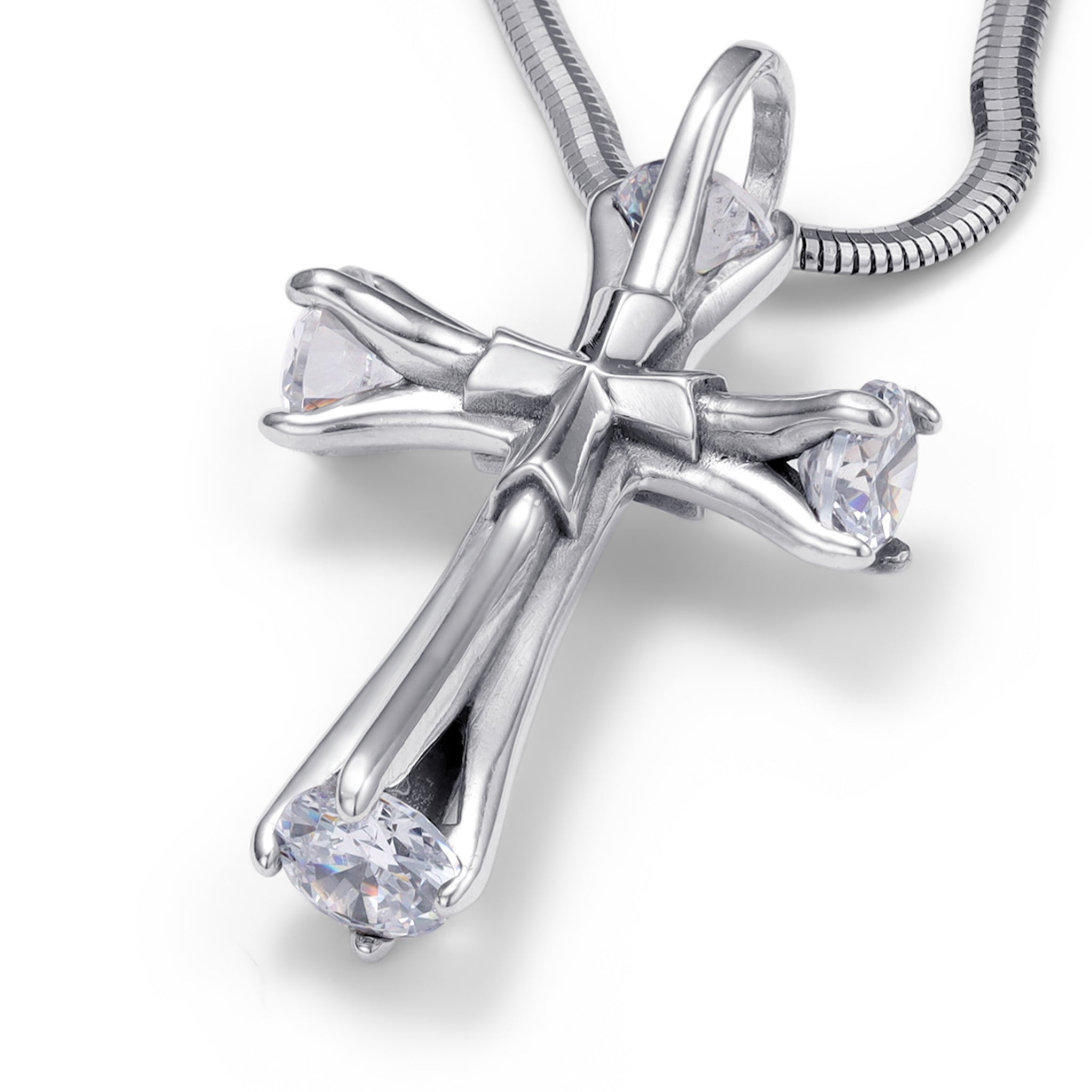 Fourfold Radiance Silver Cross Pendant Necklace