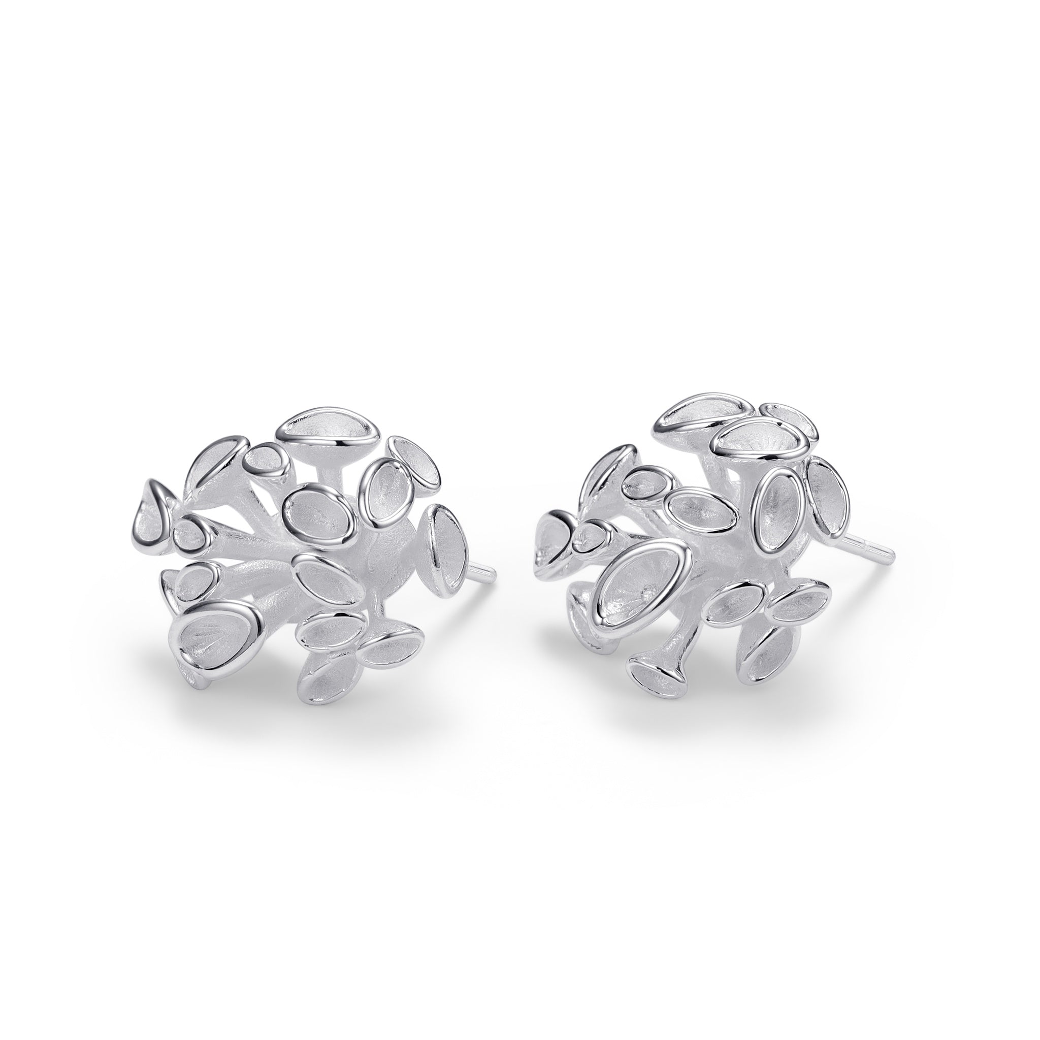 Silver Rippling Stud Earrings