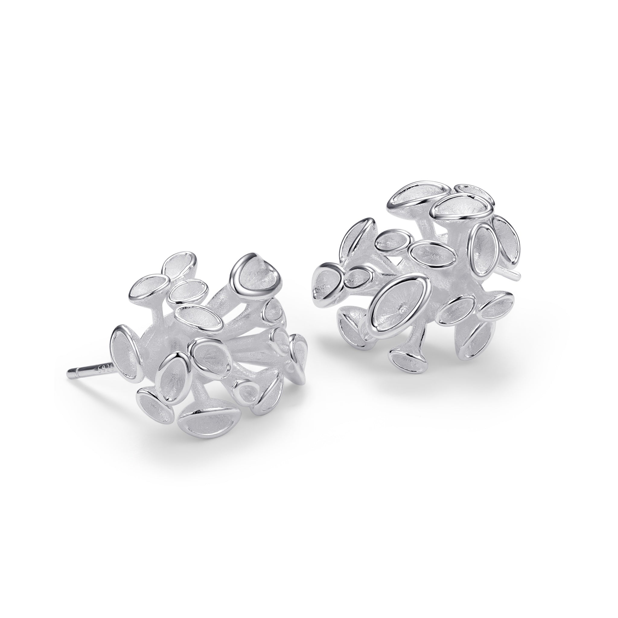 Silver Rippling Stud Earrings