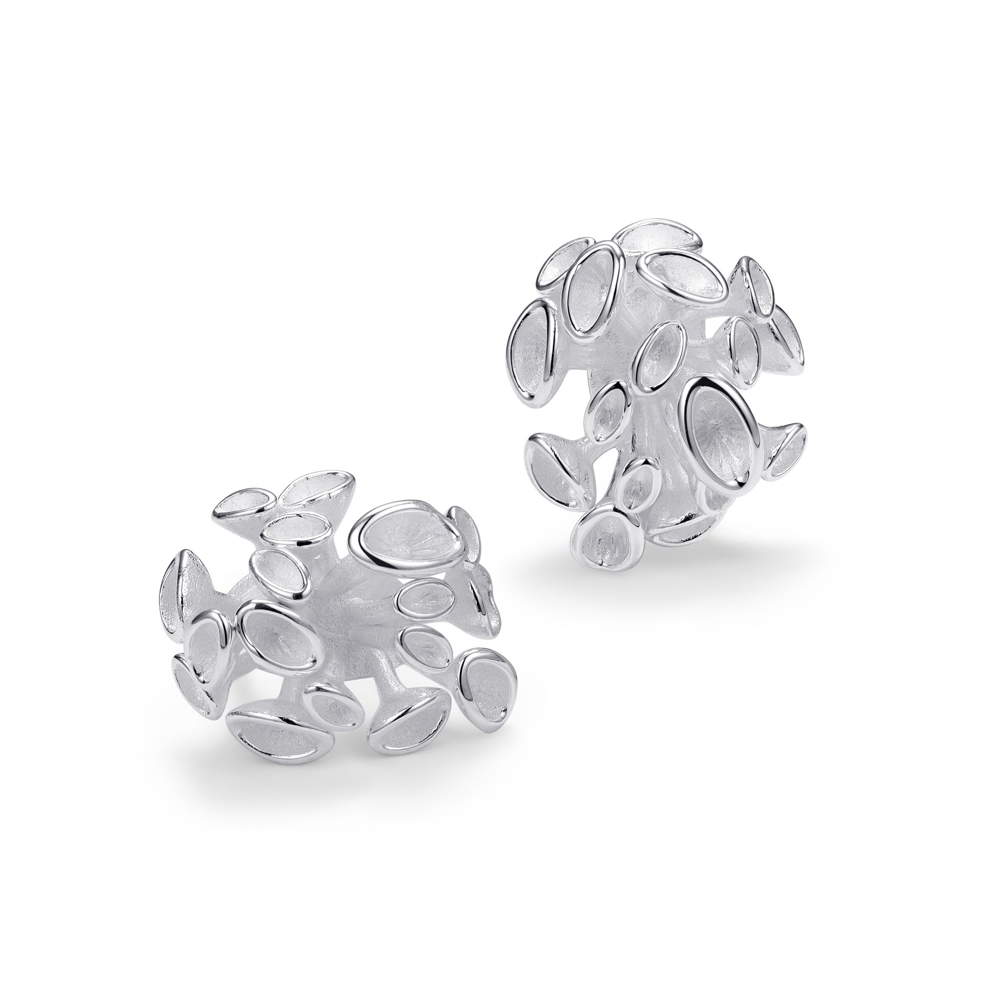 Silver Rippling Stud Earrings