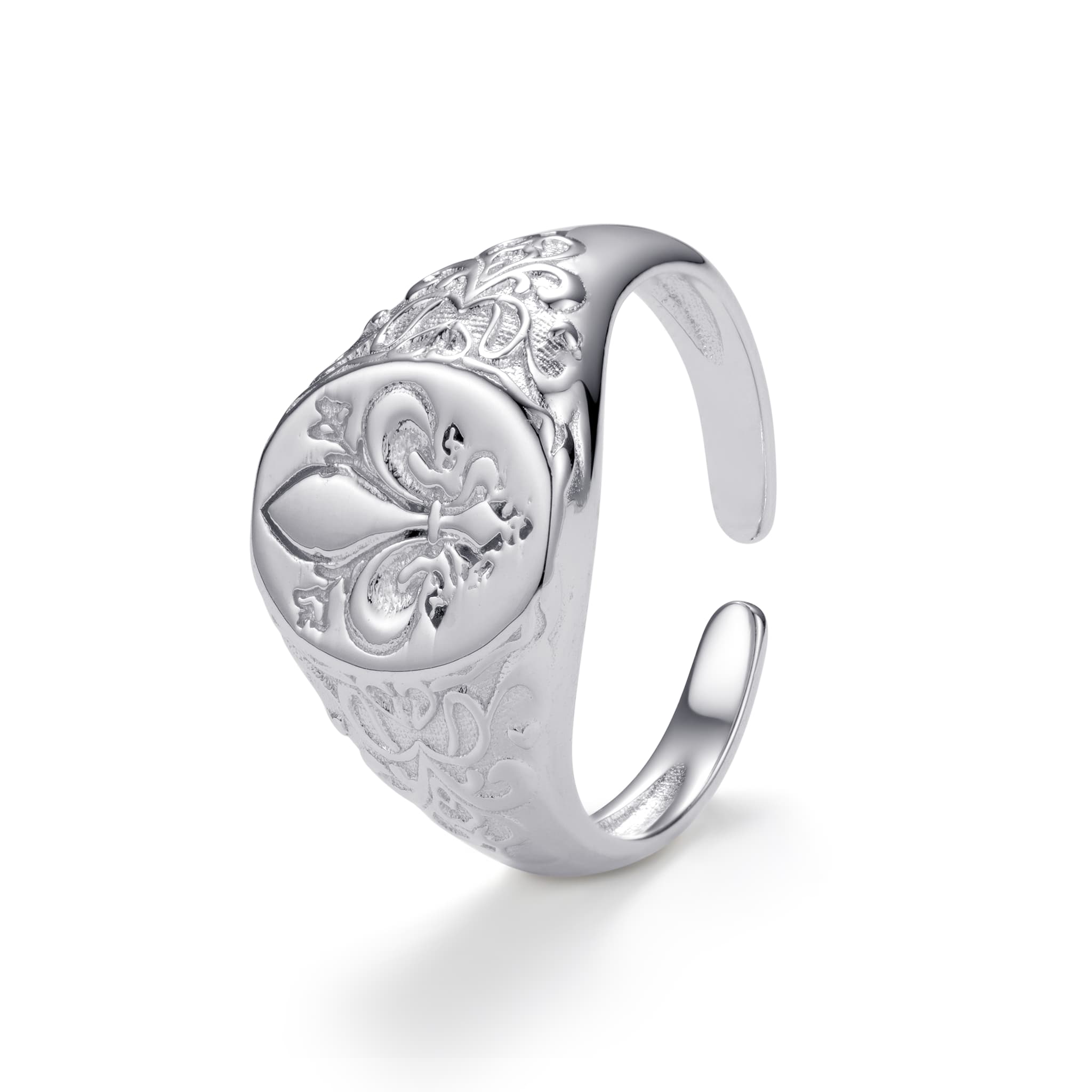 Regal Fleur Signet Silver Ring