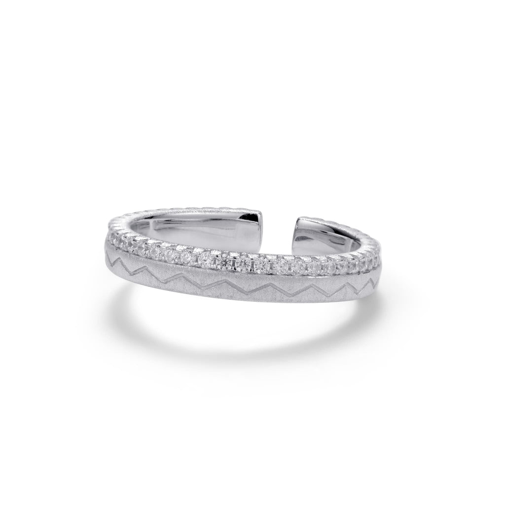Zig Pavé Silver Ring