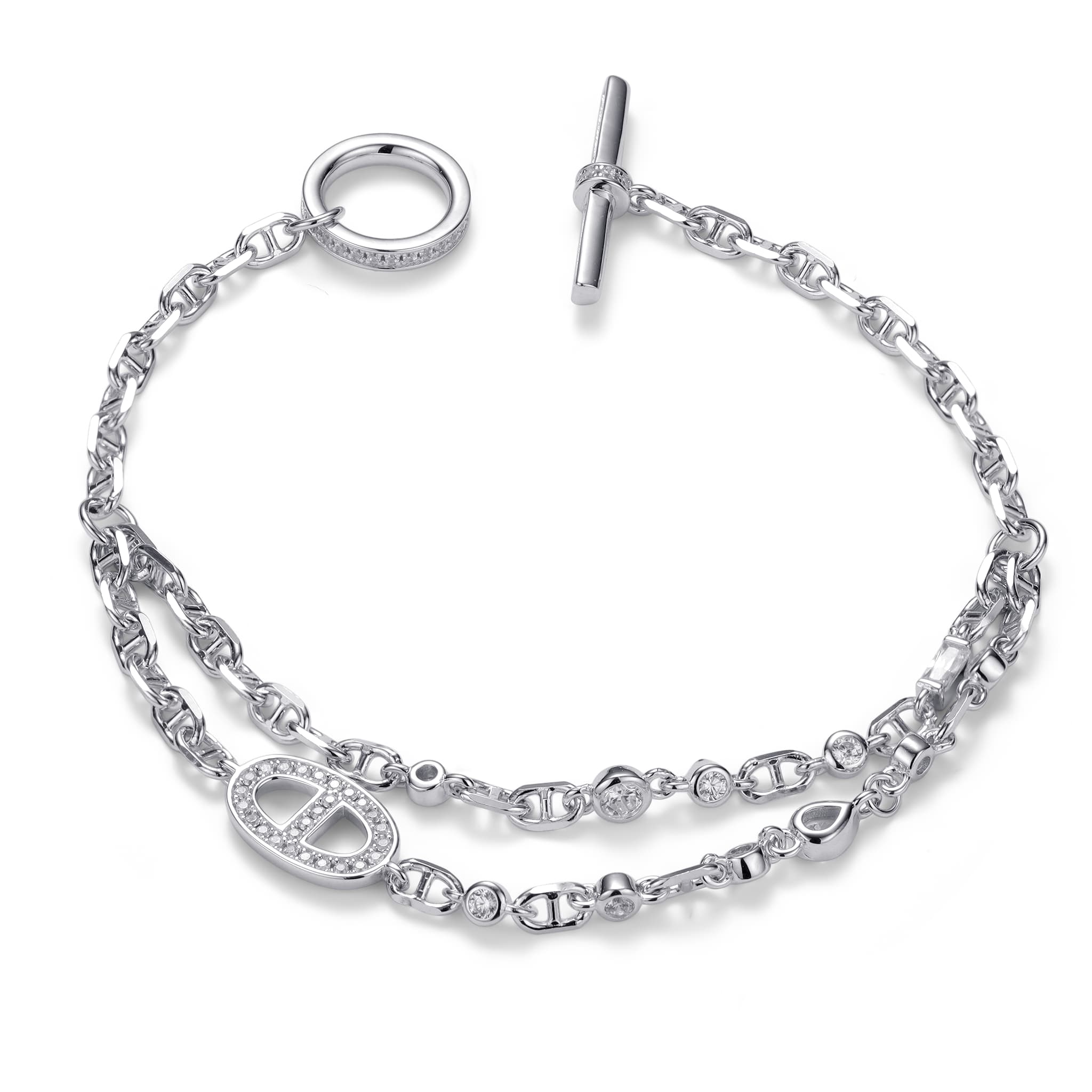 Linea Toggle Silver Bracelet