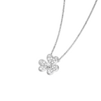 Mini Blooming Clover Diamond Pendant White Gold Necklace