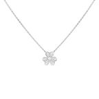 Mini Blooming Clover Diamond Pendant White Gold Necklace