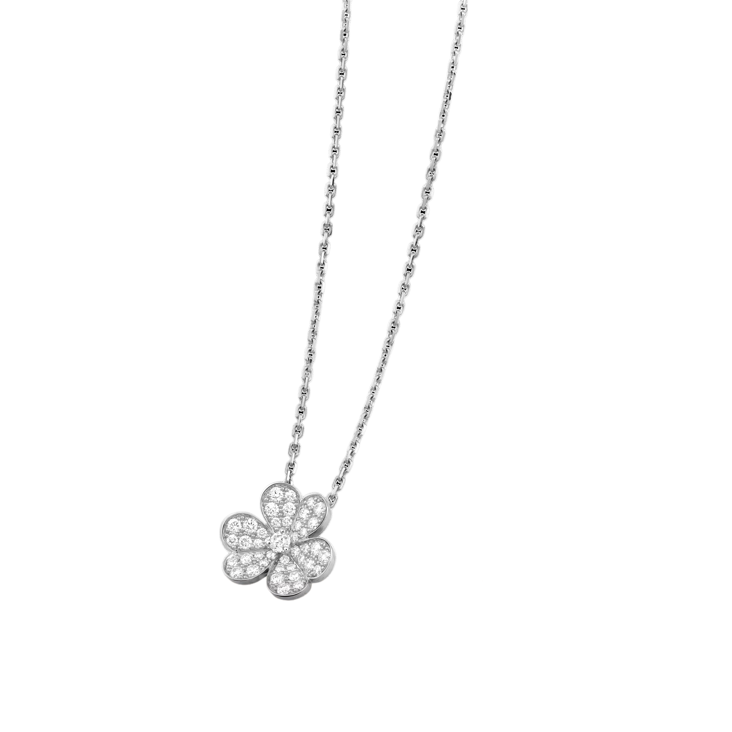 Blooming Clover Diamond Pendant White Gold Necklace