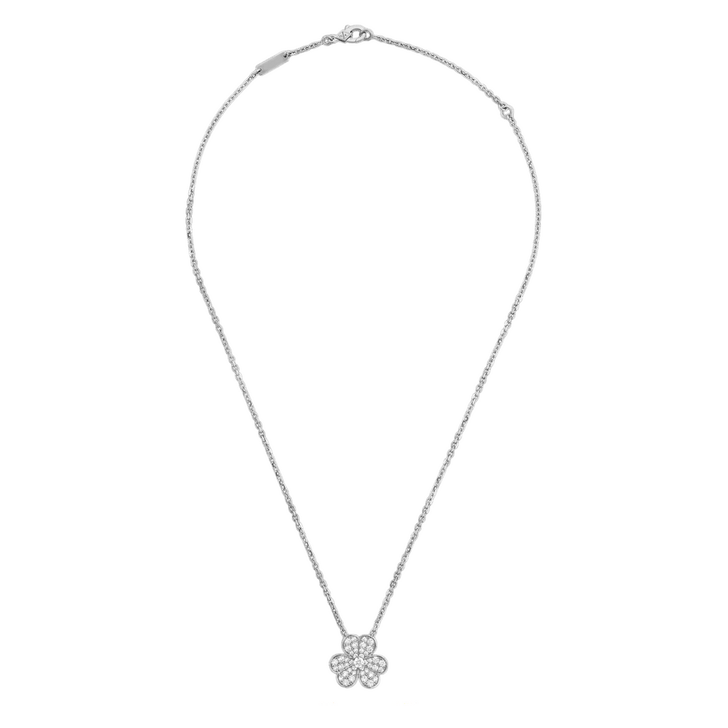 Blooming Clover Diamond Pendant White Gold Necklace