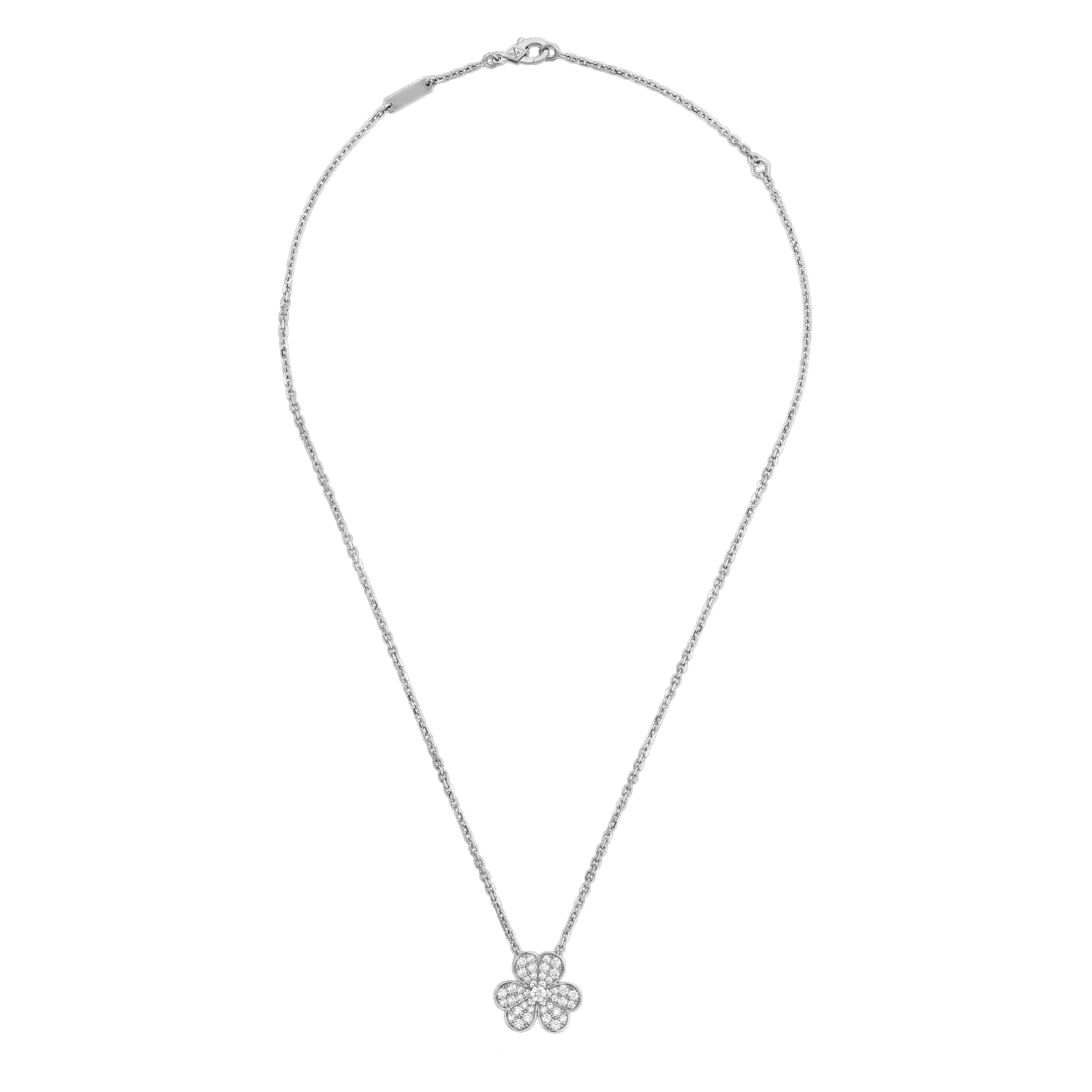 Blooming Clover Diamond Pendant White Gold Necklace