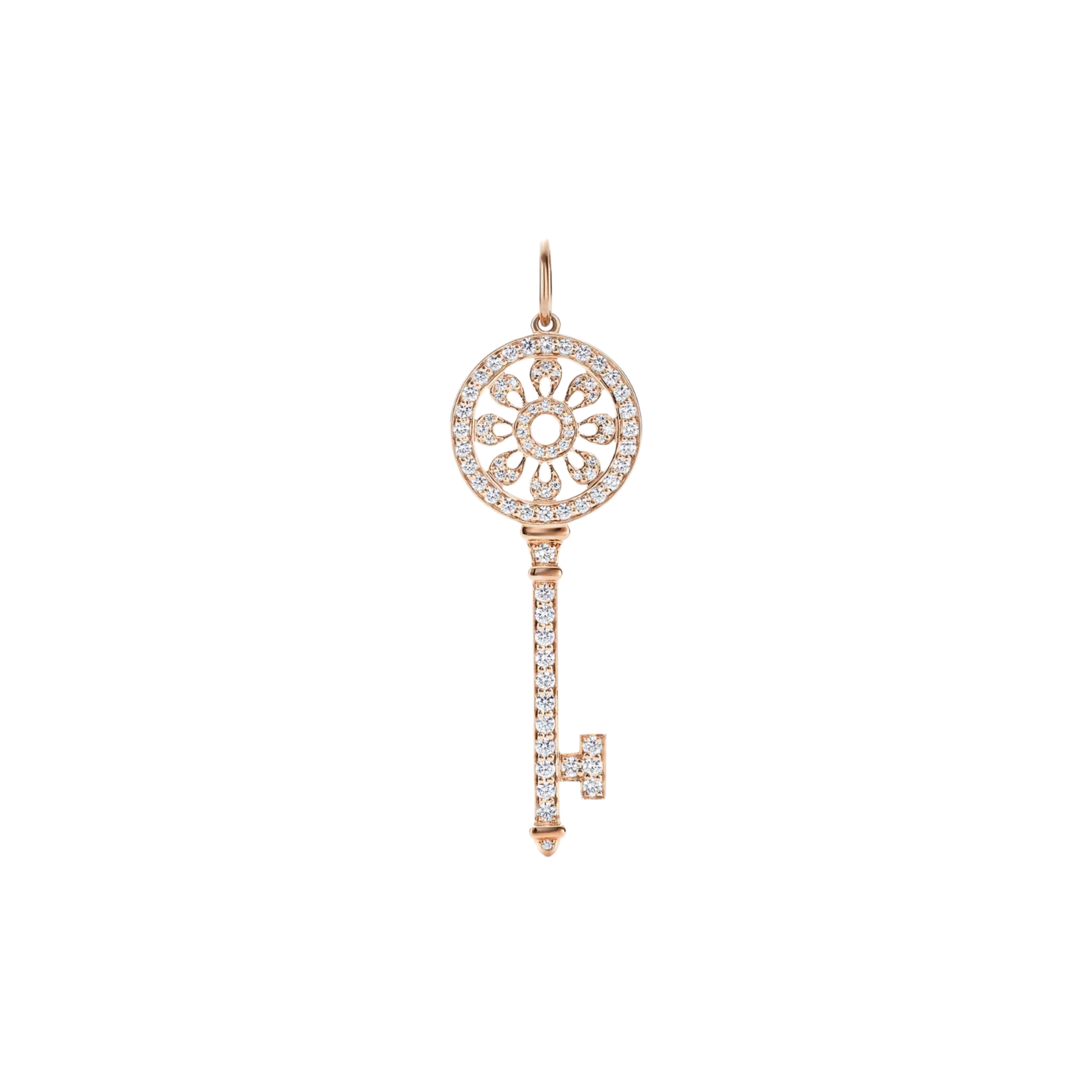 Luxe Diamond Skeleton Key Pendant in Rose Gold