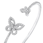 Ethereal Butterfly Diamond Open Bangle Bracelet in White Gold