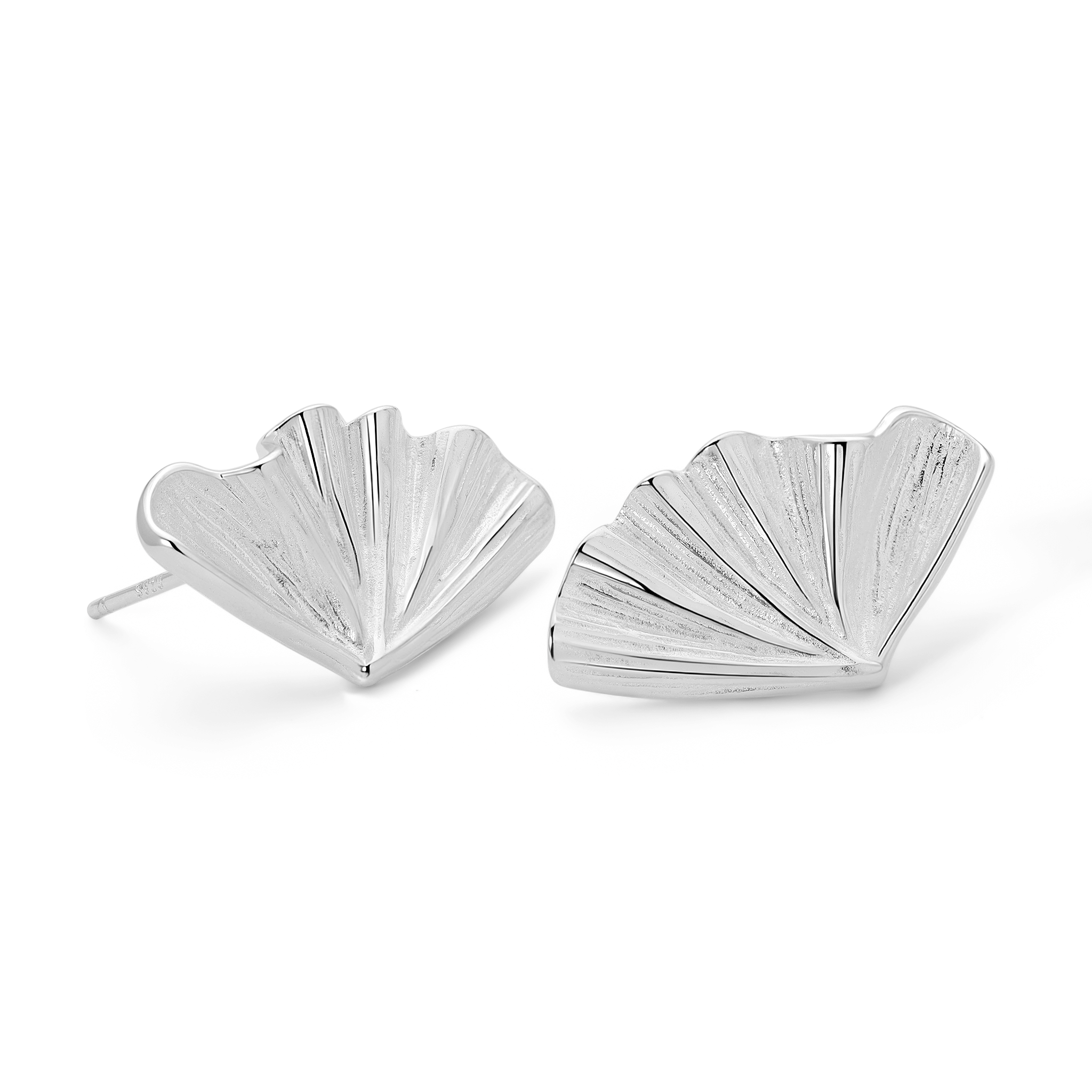 Ginkgo Whisper Silver Stud Earrings