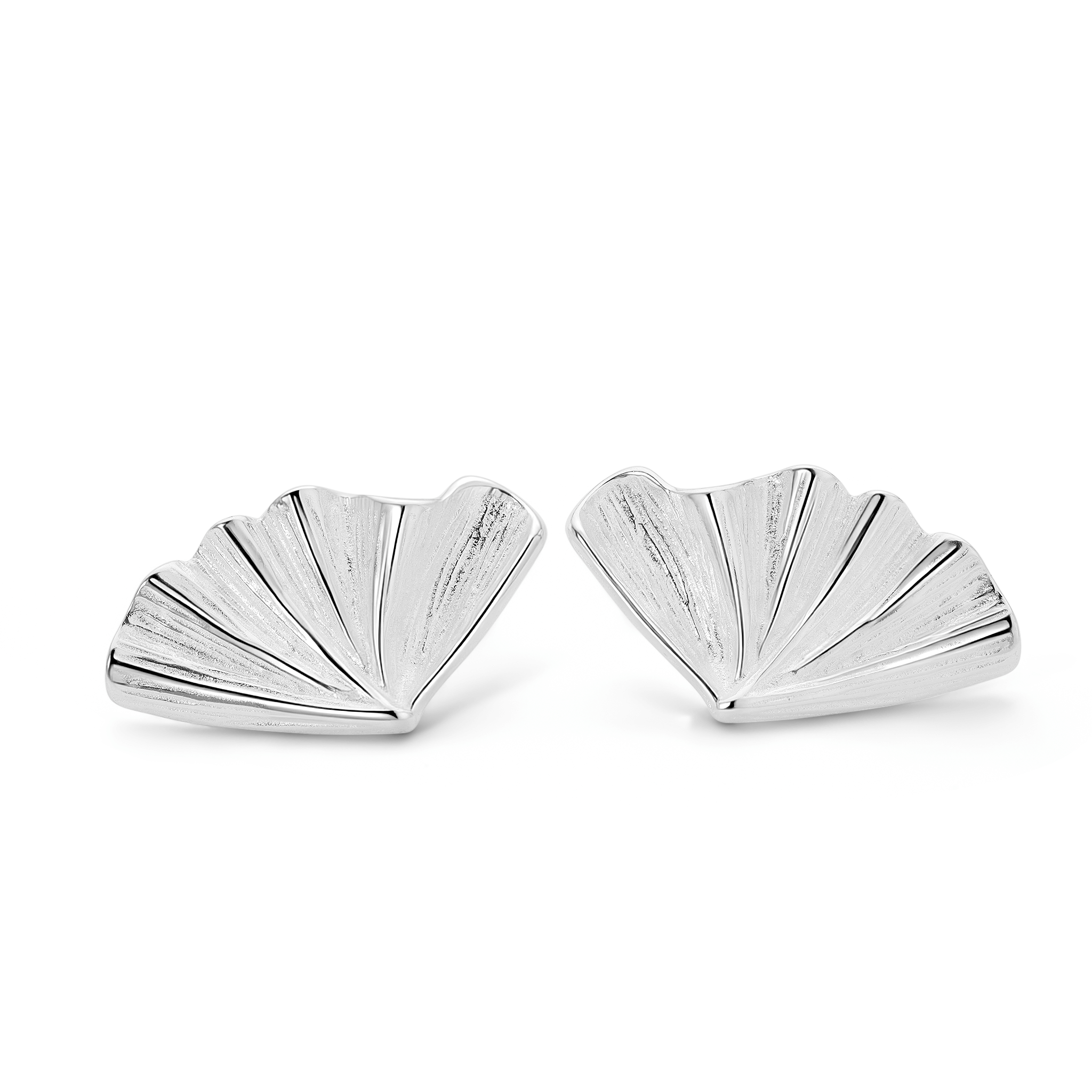 Ginkgo Whisper Silver Stud Earrings