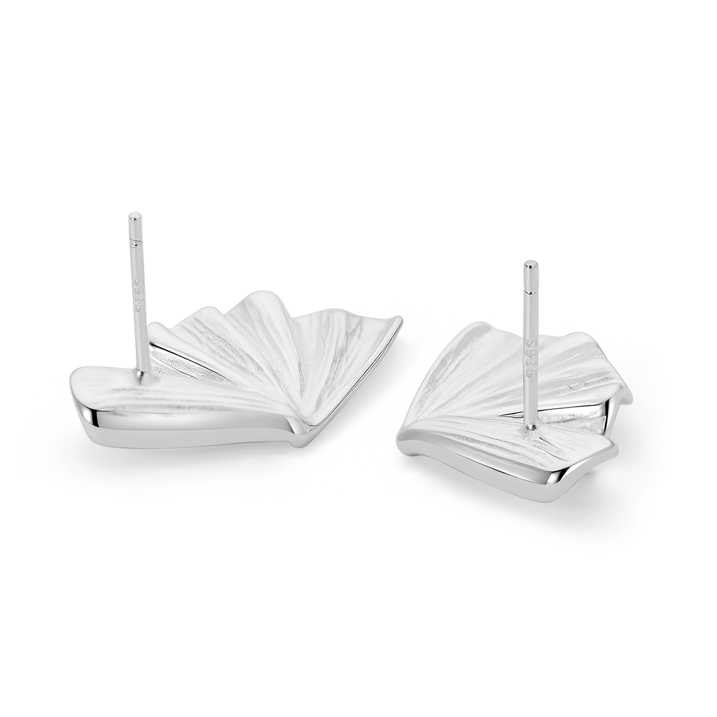 Ginkgo Breeze Silver Stud Earrings